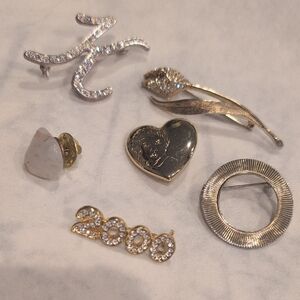 Assorted Gold & Silver Women’s Fashion Pins and Brooches - Gold, Silver